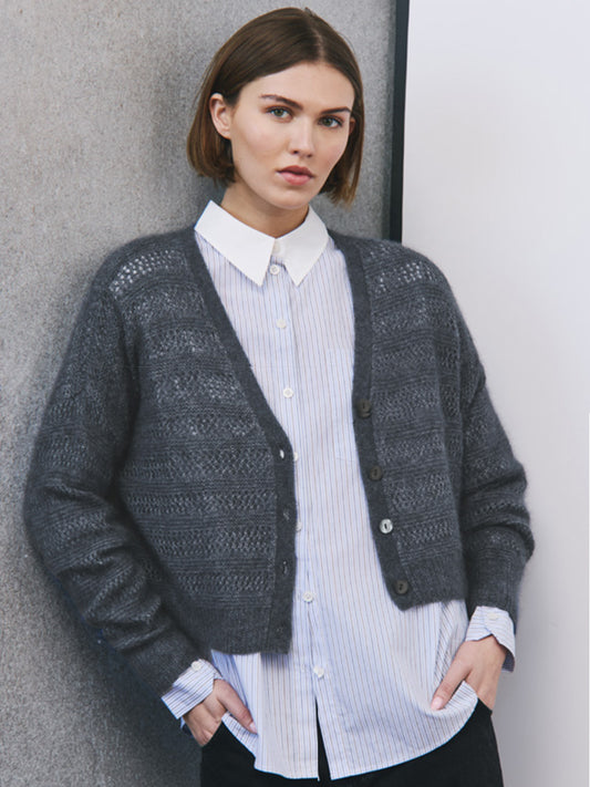 Fancy Stitch V Neck Cardi